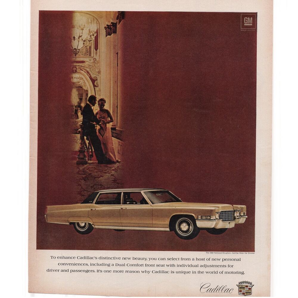 Cadillac Fleetwood Brougham Magazine Advertisement 1969 Vintage Automobile Car